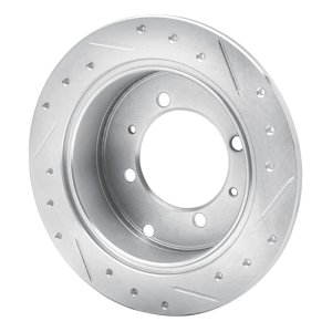 Dodge Colt Brake Rotor (1) - Rear Left - R1 Concepts - Drilled & Slotted - Silver - `92-`04